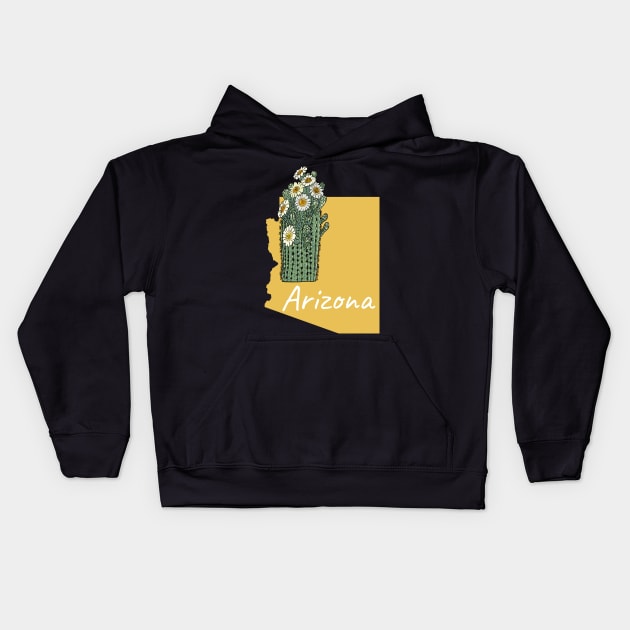 Arizona Saguaro Cactus State Flower Kids Hoodie by SunburstGeo